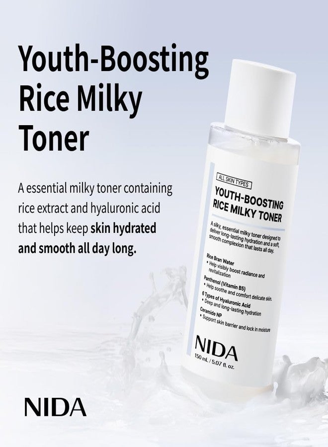 NIDA Youth-boosting Rice Milky Toner, for Glass Skin | Rice Bran Extract, Niacinamide, Ceramide NP, Panthenol | Deep Moisturizing, Hydrating and Refreshing, Korean Skin Care | 5.07 fl. oz., 150ml - Image 2